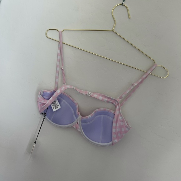 Onia Pink Gingham Two Piece High Waist Swimsuit L - Picture 8 of 9